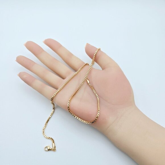 "Rose Gold Plated Square Link Chain Necklace for Women – 48cm, XPNL0114 - Picture 11 of 12